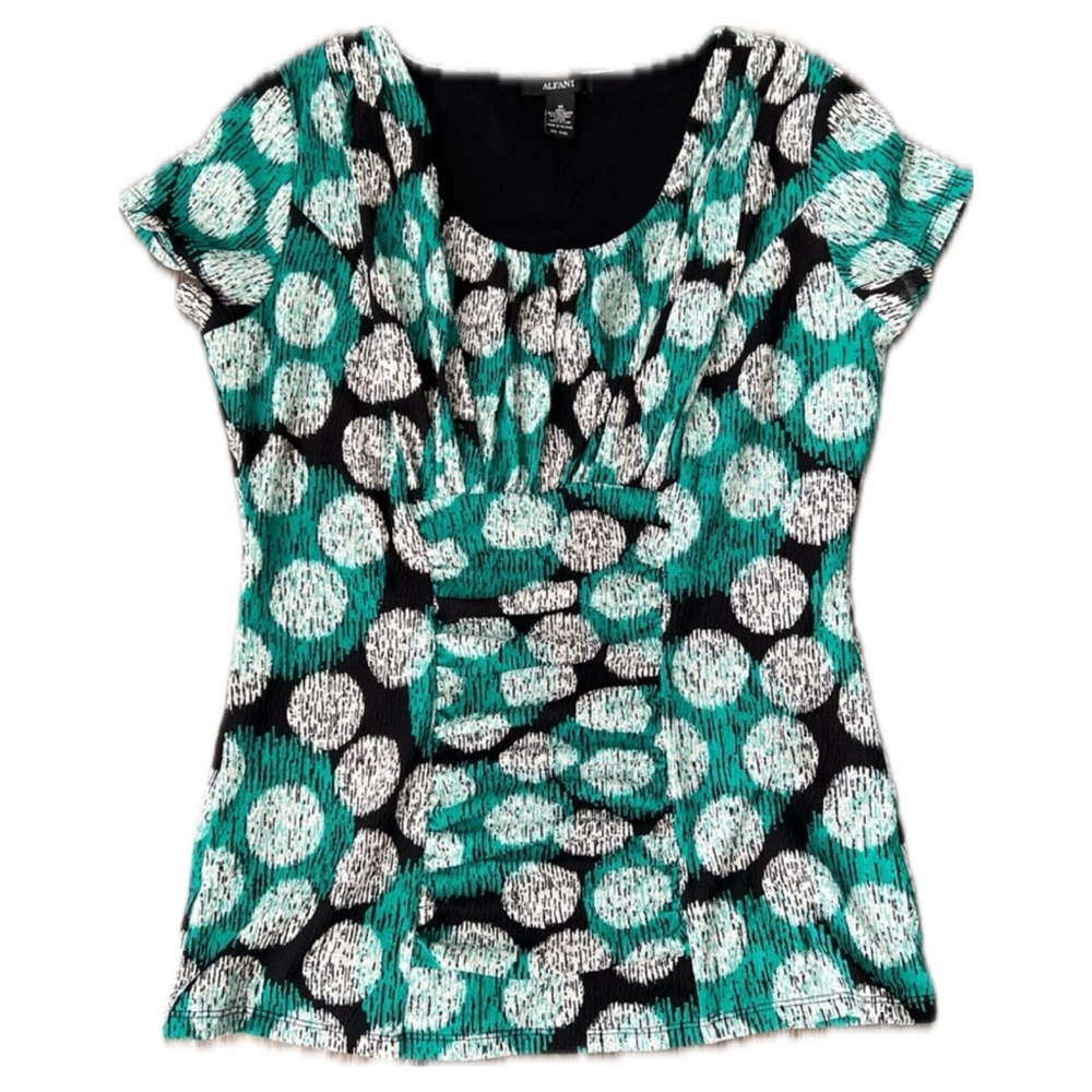 Alfani Green Multi Color Ruched Shirt